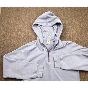 Carhartt Women's XL French‎ Blue 1/4 Zip Hoodie Sweatshirt WK103 FHB *Stained*
